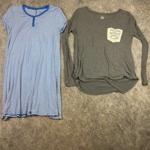 SO Dress T Shirt Lot of 2 Bundle Juniors M Pocket Tee Long Sleeve Striped Dress